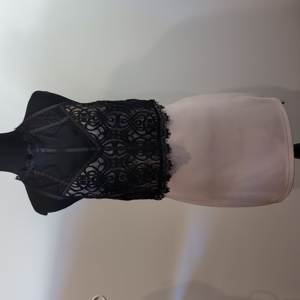 NWOT Nude Black Lace Cocktail Mini Dress